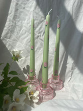 Load image into Gallery viewer, Low Pink Cut Glass Candle Holder
